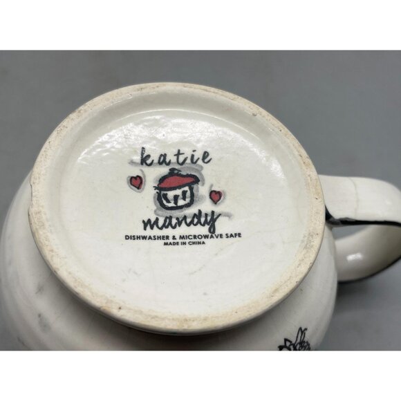 Katie mandy mug cup white blue dots stripes 3.5x5.5" READ - Picture 10 of 16